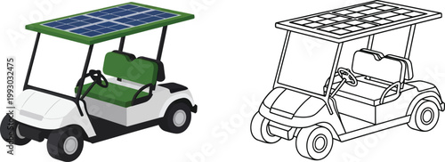 Solar powered golf cart illustration clean energy vehicle for eco-friendly transportation isolated on white