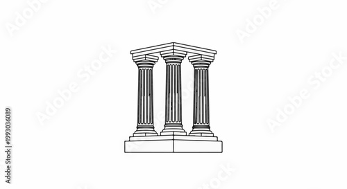 Classic three fluted columns supporting a simple entablature