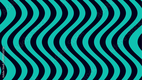 Abstract teal and dark blue vertical wave stripes, modern vector background with smooth sinusoidal motion and optical depth