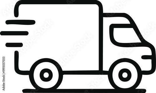  Minimal line icon of delivery truck, logistics symbol