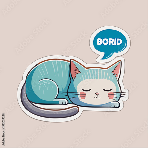Cute cartoon cat feeling bored