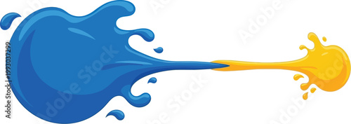 Blue and yellow water splash collision vector illustration