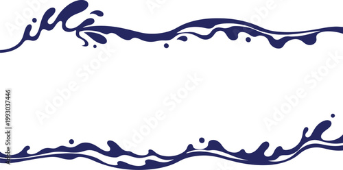 Dark blue water splash horizontal frame vector illustration splash day