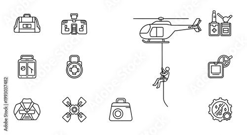 Rescue helicopter lifting a person.