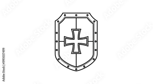 Shield with cross symbol icon.