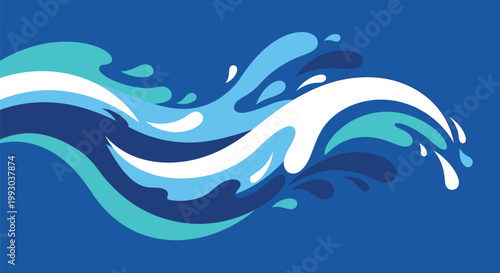 Abstract blue water wave splash background vector illustration splash day