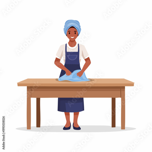 Woman Folding Laundry