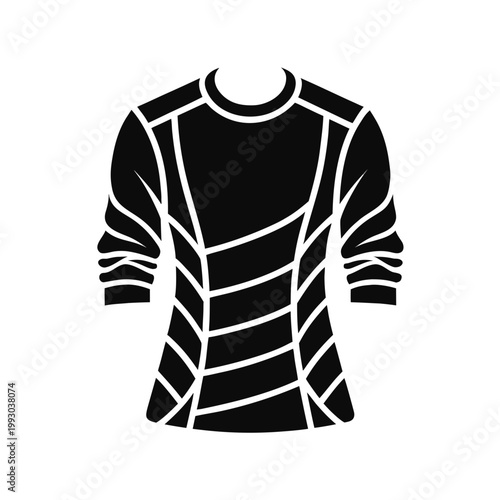 Black sweater, geometric lines, abstract fashion illustration, vector clothing design