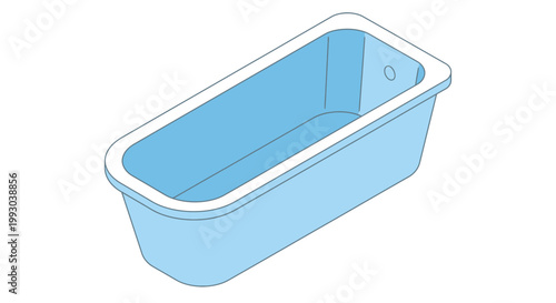 Simple illustration of a rectangular bathtub with a light blue color scheme