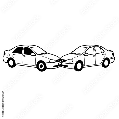 Two Cars Collision Flat Icon