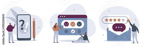 Customer satisfaction and online review concepts with isometric illustrations customer satisfaction feedback isometric illustration communication experience evaluation business performance