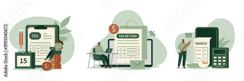 Financial management and accounting concepts with flat design accounting business management financial calculator document analysis planning calculation investment information spending