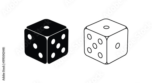 A minimalistic depiction showcases two dice one black and one white presenting differing dot patterns high quality professional