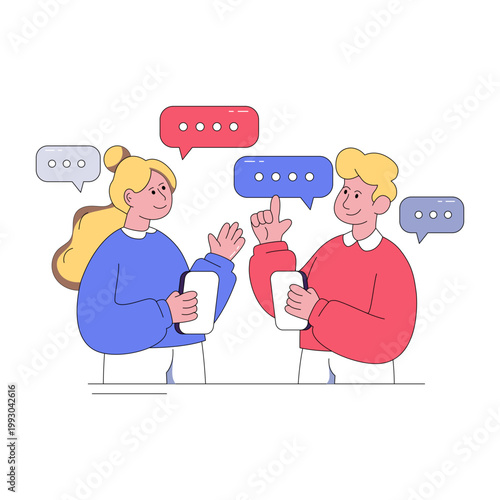 Modern design illustration of mobile chatting 