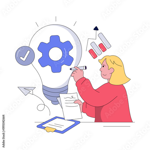 A flat design illustration of idea generation