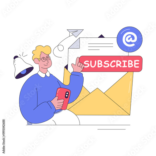 Creative design illustration of subscribe email 