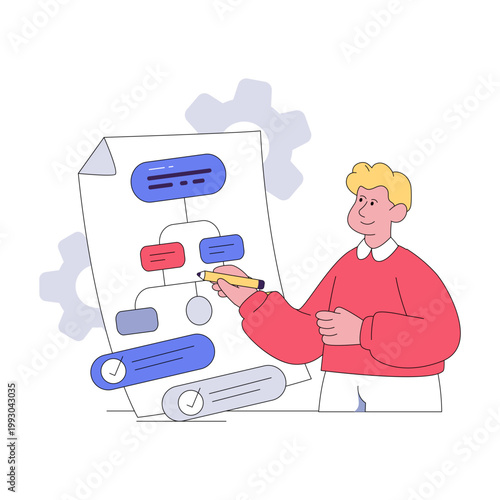 Conceptual flat design illustration of hierarchy