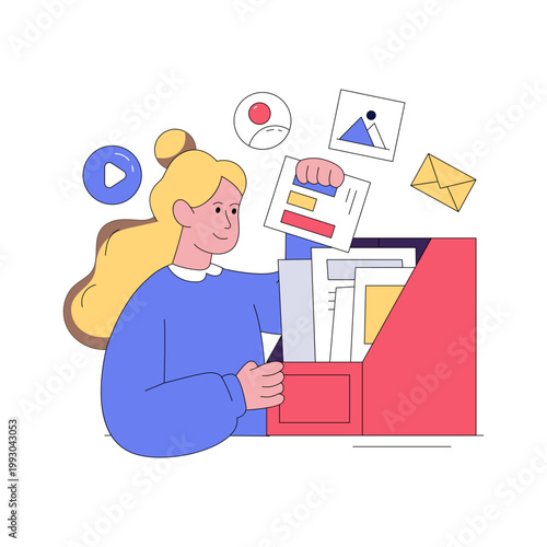 Editable design illustration of document organizer 