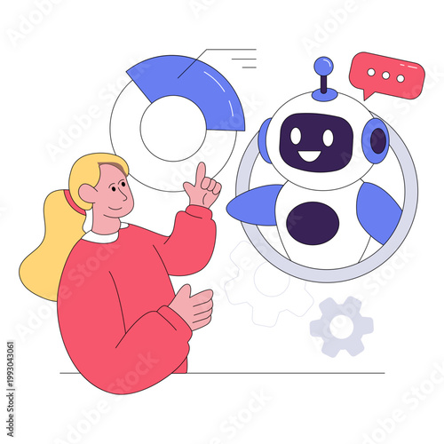 Editable design illustration of chatbot assistant 