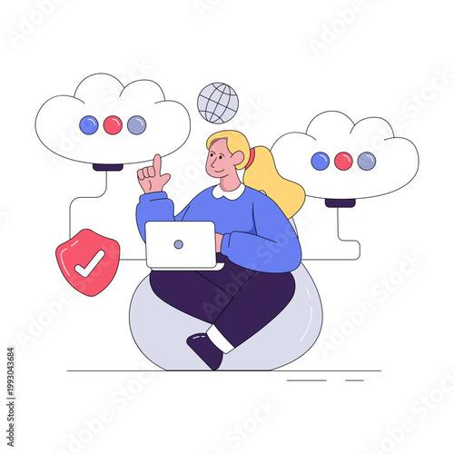 An illustration design of cloud hosting isolated on white background.