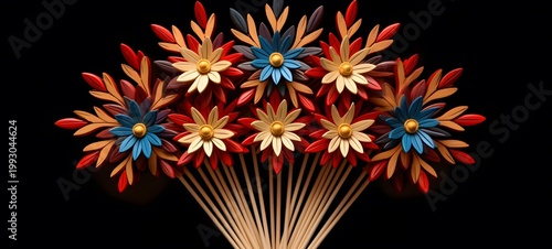 Edelweiss Flower shaped matchstick carving ,generative AI