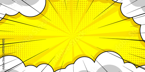 abstract comic background with zoom effect and cartoon cloud element. EPS 10