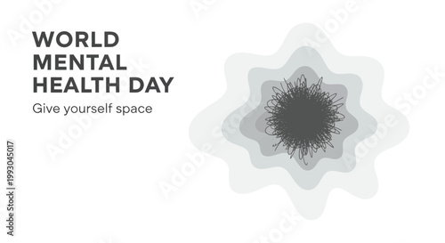 World Mental Health Day awareness, mental wellness, self-care vector graphic, Give yourself space