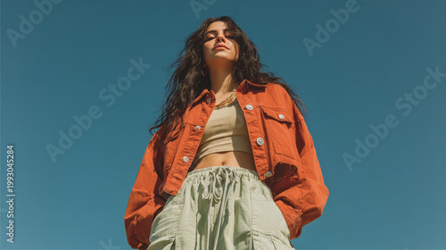 trendy stylish woman with jacket