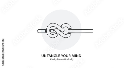 Mindfulness, mental clarity, vector illustration, knot untangling, self-care concept