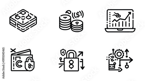 Financial Icon Set: A collection of meticulously crafted financial icons, illustrating various aspects of finance and commerce.