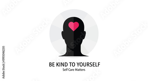 Self care, kindness, mindfulness vector illustration, mental health concept, motivation quote