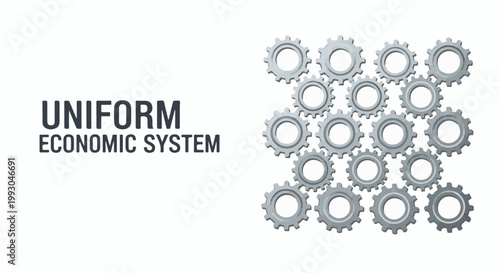 Abstract gears symbolize an organized, interconnected economic system