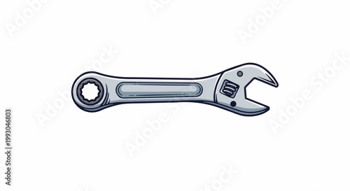 Adjustable metal wrench with a rotating jaw and a hexagonal opening