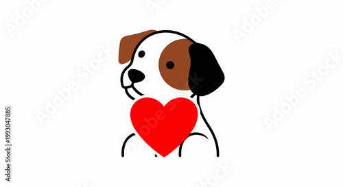 Adorable dog with a red heart, expressing love and affection