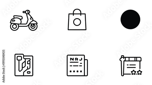 Iconic Assortment: A diverse collection of minimalist icons, perfect for web design, app interfaces, or illustrative projects, these graphics bring a clean and modern touch to any creative project. 