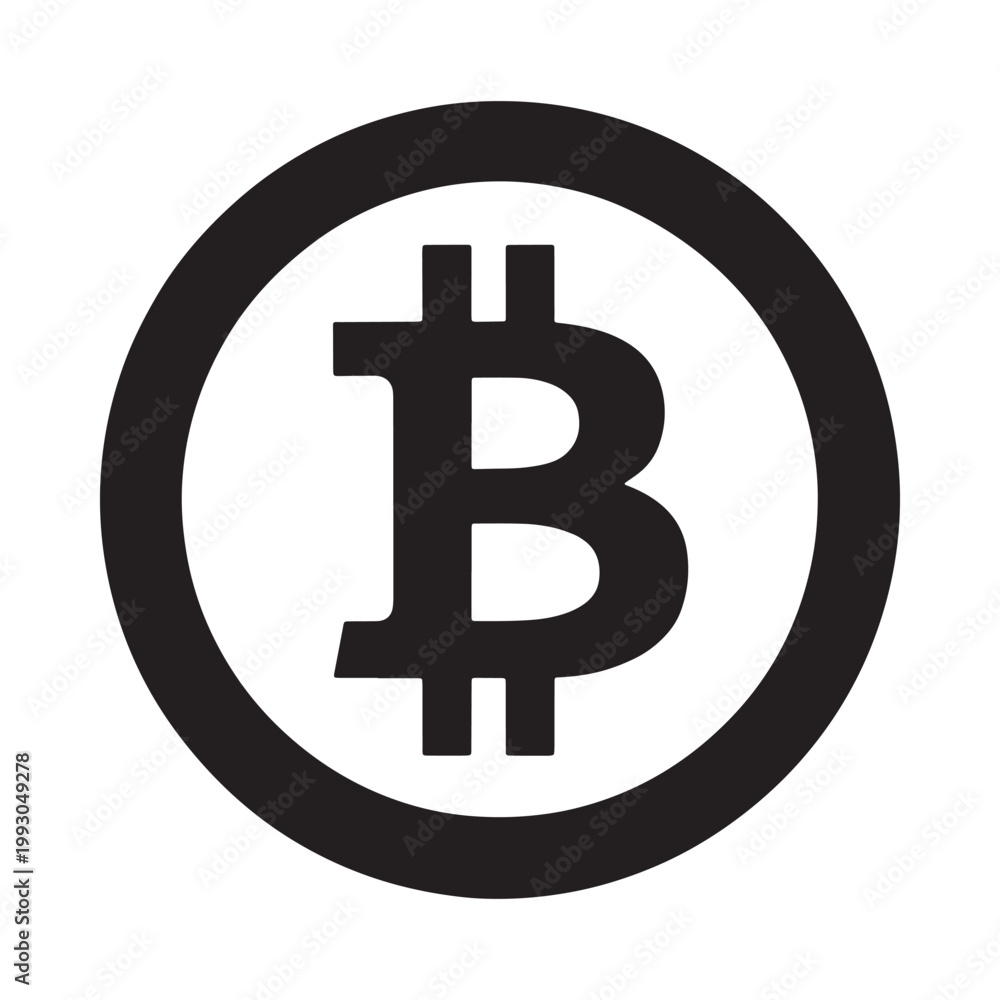 Obraz premium Black and white circular bitcoin symbol with a large b design