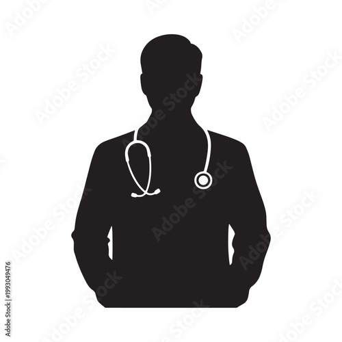 Silhouette of a doctor with a stethoscope representing healthcare professionals
