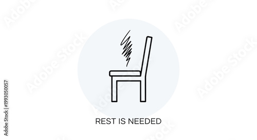 Rest Needed, Fatigue Concept, Chair Icon, Line Art Illustration, Minimalist Design