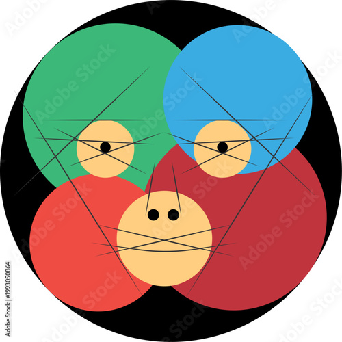 Geometric women full color pattern design art print