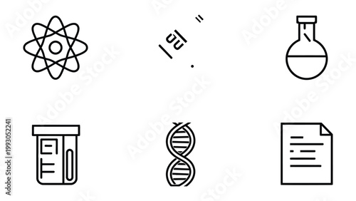 Scientific Icons: A collection of meticulously crafted line icons representing the essence of science, ideal for illustrating scientific concepts and discoveries.