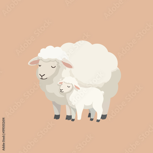 FLAT ILLUSTRATION OF AN ANIMAL AND ITS CHILDREN WHO ARE IN A MUTUALLY PROTECTIVE RELATIONSHIP WITH ONE ANOTHER