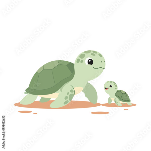 FLAT ILLUSTRATION OF AN ANIMAL AND ITS CHILDREN WHO ARE IN A MUTUALLY PROTECTIVE RELATIONSHIP WITH ONE ANOTHER