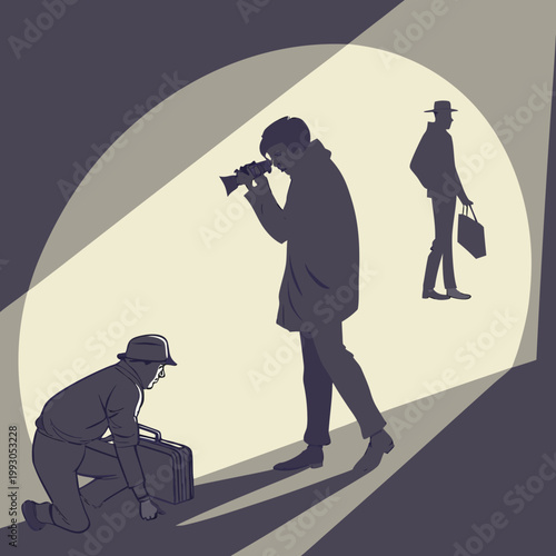 Εκτύπωση καμβά Conceptual vector illustration of private investigation and surveillance showing