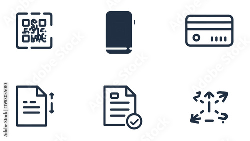 Digital Payment and Transactions Icons: A collection of sleek, modern icons representing various aspects of digital transactions and payment methods.