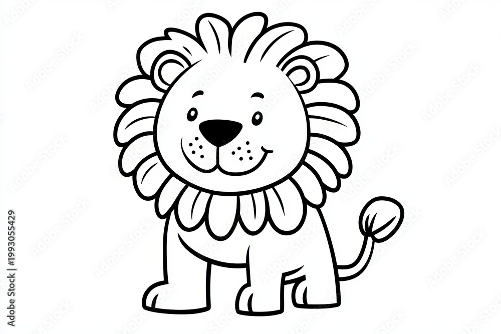 Fototapeta premium Adorable Cartoon Lion Illustration with a Playful Expression, Perfect for Children s Art and Designs