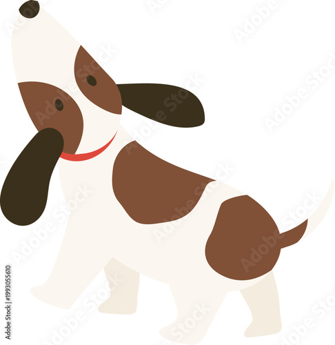 Dog raise its head happily