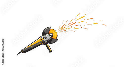 A yellow and black grinder tool creating sparks and debris