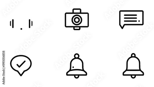 Iconic Design Elements: A collection of meticulously crafted icons, each representing essential communication and functionality. These simple designs are perfect for digital interfaces.