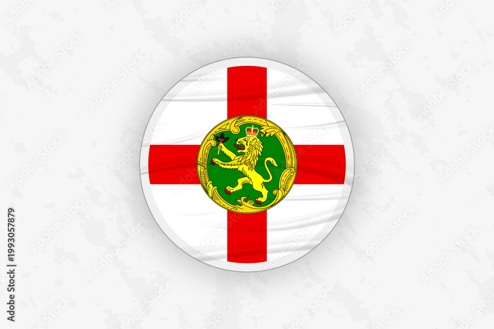 Naklejka premium Alderney Flag Circular Sticker Design, National Pride Decal.