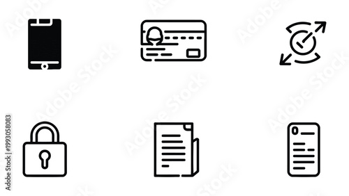 Canvastavla Digital Device Icons: A minimalist design featuring various digital icons representing essential elements, ideal for illustrating technological concepts and digital security